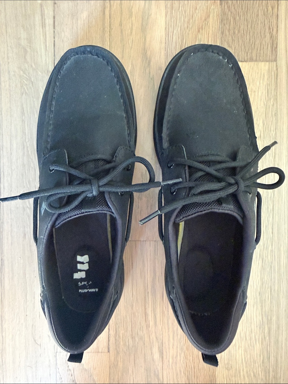 Sperry Boy’s Black Suede Moc Toe Lace-Up Slip-On Loafers